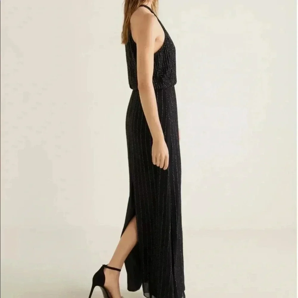 NEW ✨ Mango MNG Black Long Sequin Halter Party Dress 4 - Picture 3 of 8